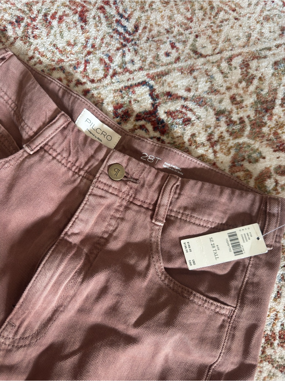 Pilcro Floral-Embroidered Wide-Leg Jeans in Rust - Picture 3 of 4
